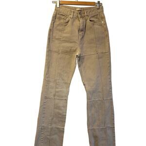 SLLOW Stitch Paneled Line Flare Jeans, Light Coffee